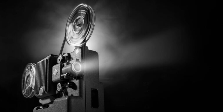 vintage film projector and film screening FSH2PGV scaled 1 768x386