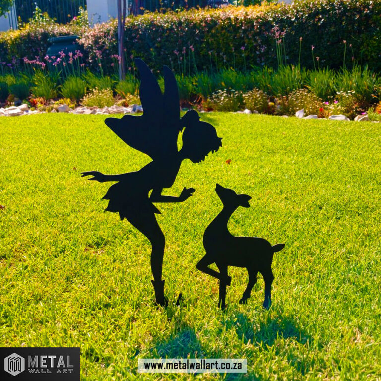 Fairy Fawn Set Staked Garden Art Pic 7 768x768