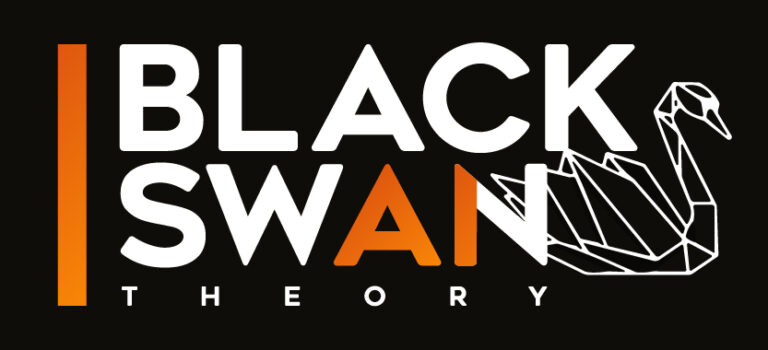 Black Swan Theory Reverse out Full Colour Logo on Black 768x350