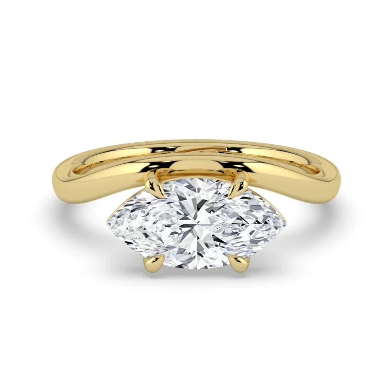 Curved Marquise Solitaire moissanite Engagement Ring yellow gold moissanite engagement rings south africa 768x768