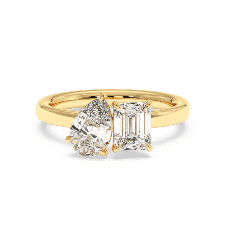 Emerald and Pear Toi et Moi Engagement Ring 768x768