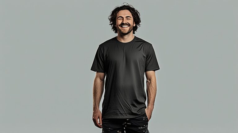 happy south african model aged 24 size large wearing attached t shirt no background no branding studio lighting in a 16 9 aspect ratio in the style of this image 3 768x431