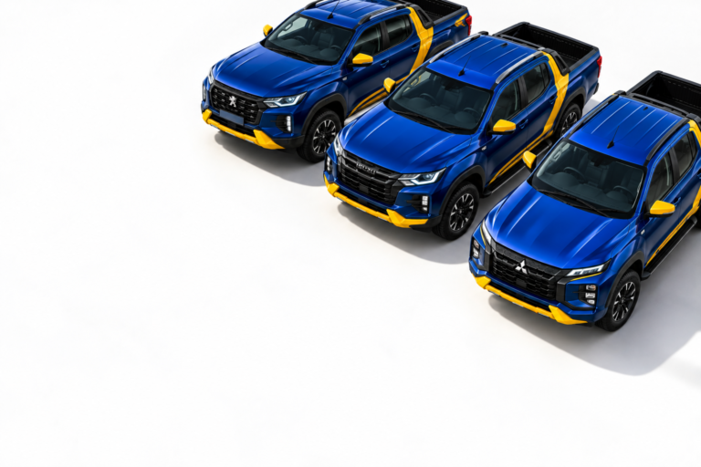 Blue and Yellow Pickup Trio 768x512